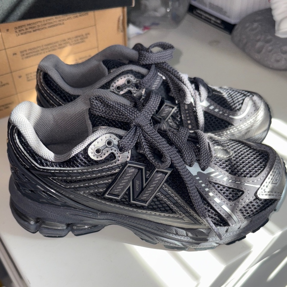 New Balance Kids' Charcoal and Silver Sneakers
